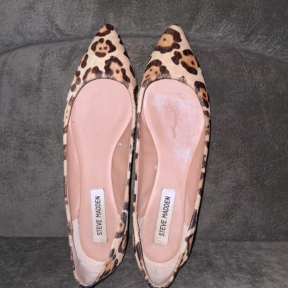 Steve Madden Leopard Print Pointed Toe Flats - Pink Insole
